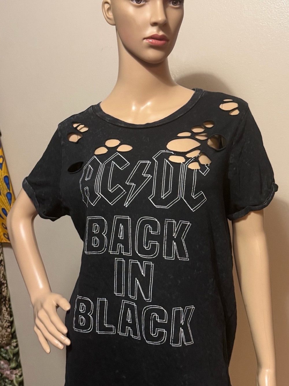 AC/DC “Back In Black” Distressed Women's Graphic Tee from 1980 studio album